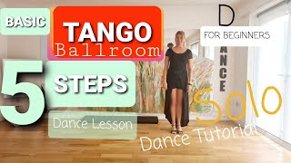 Basic Tango Steps | Solo Dance Tutorial for Beginners | Progressive Side Step| Reverse Turn | Rock