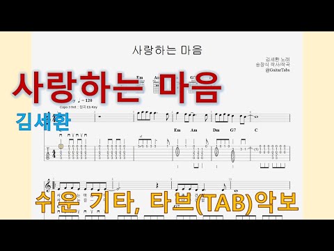 사랑하는 마음 (C Key / Easy TAB / Lyrics) - 김세환