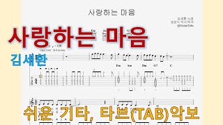 사랑하는 마음 (C Key / Easy TAB / Lyrics) - 김세환