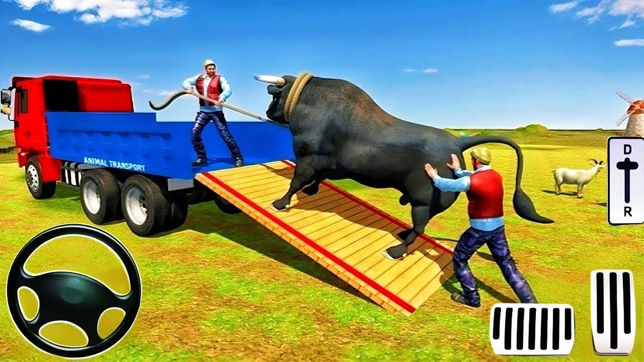Симулятор вождения грузовика для перевозки животных на ферме — игра про грузовик для перевозки жи...