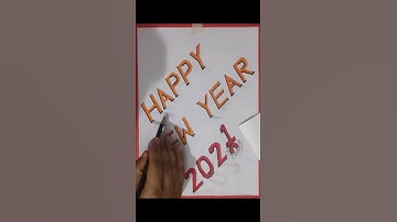 Happy new year 2021 | How to draw 3d happy new year text and number 2021 drawing | 3d trick illusion