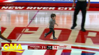 Little boy storms court at college basketball game