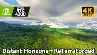 [4K 60fps] Testing new “Distant Horizons” and“ReTerraForged” Combination | Minecraft