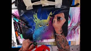 Airbrush and Paint Pen Owl Timelapse