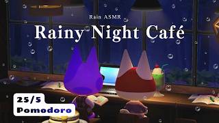 [ACNH Pomodoro] Rainy Night Cafe ☕ 25/5 Deep Focus Lofi Chill Music with Rain Sounds | ASMR