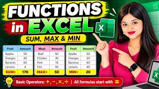 Excel Functions Explained in 60 Seconds! | SUM, MAX & MIN 🔥 | Excel Basics