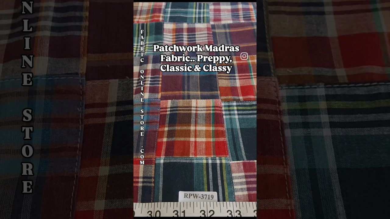 Patchwork Madras Fabric For Shorts, Pants, Dresses, Coats 
