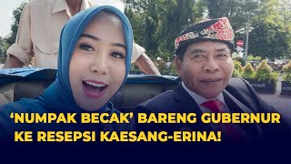 Naik Becak Bareng Gubernur Kaltara Menuju Lokasi Tasyakuran Kaesang dan Erina Gudono