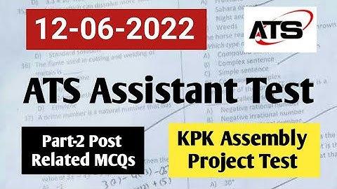 ATS Assistant Test Solved Paper-ATS  Post Related MCQS-KP Assessment Project Test 20-06-2022-Part 2