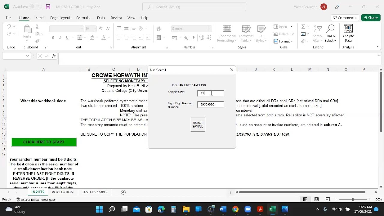 SAMPLING PROCEDURES USING (MUS)