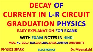 DECAY OF CURRENT IN L-R CIRCUIT DERIVATION | ELECTRONICS | BSC PHYSICS | PHYSICS SPARK