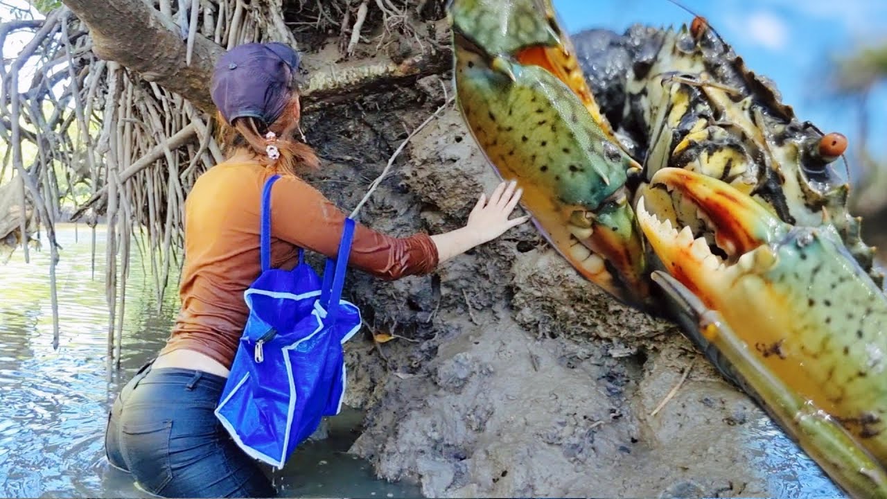 Đào Hang Bắt CÚM - CUA Phát Hiện Điều Kì Lạ Trong Cái Hang | Trúc Phương Vlog - Catch and cook Crab