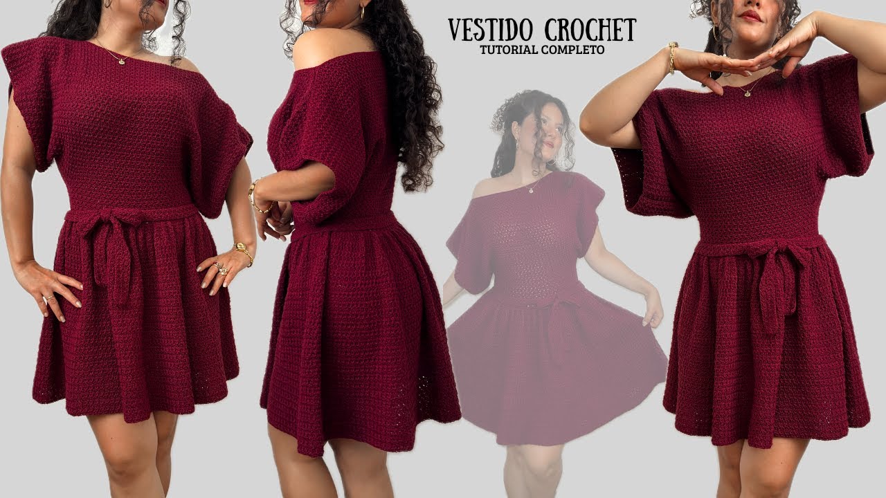 Vestido corto de crochet - Edición navideña 🎄 | Tutorial completo 🤩