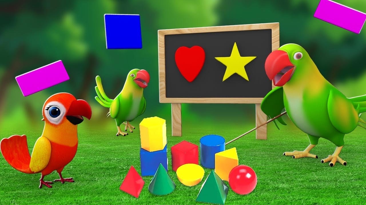 Funny Parrots Learn Shapes Surprise Games Cute Parrot Talking 3D