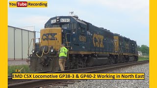 EMD CSX Locomotive GP38-3 & GP40-2 Working in North East - YouTube Recording