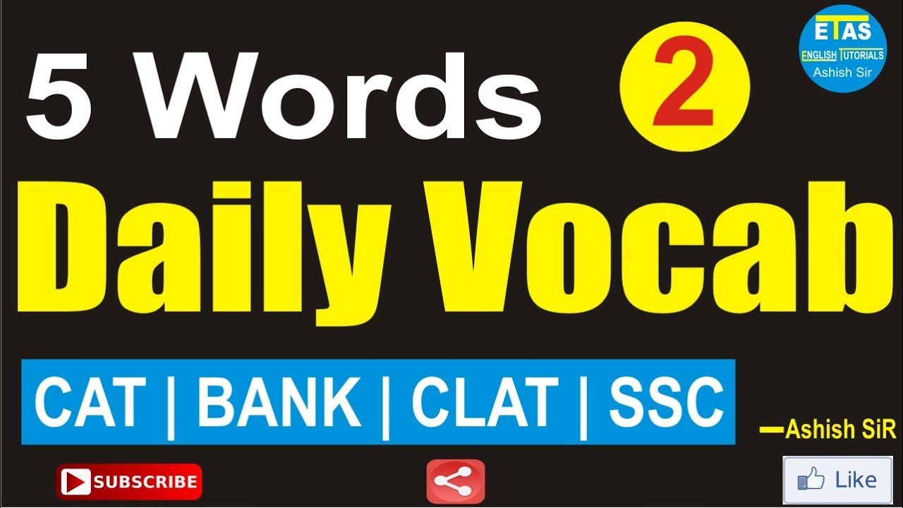 Daily Vocabulary 5 Important Words For BANK CLAT CAT SSC YouTube