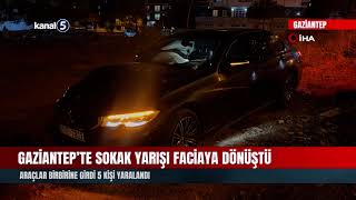 Gaziantepte Sokak Yarışı Faciaya Dönüştü Araçlar Birbirine Girdi 5 Kişi Yaralandı