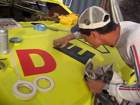 more painting of the DEVO demolition derby car