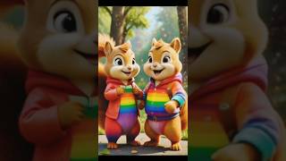🌈 Cute Squirrel Transformation 🐿✨ Rainbow Hoodie Transition | Adorable Animation Short#viral