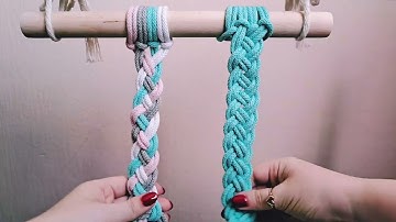 Macrame knots Part. 6. Macrame braid. 4 strand braid. Slow tutorial. How to make macrame. Beginners.