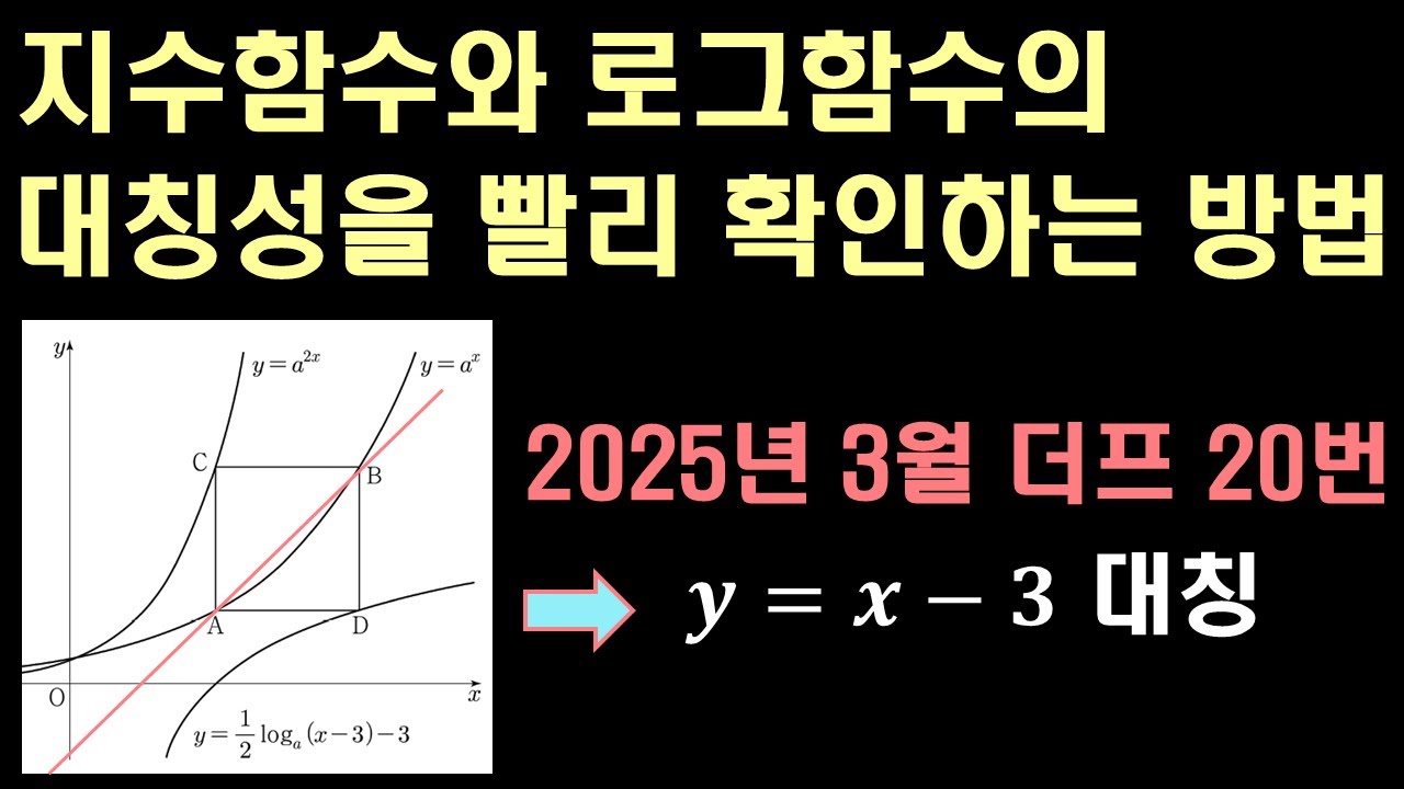지수, 로그함수 대칭성을 확인하는 방법! (Feat. 2025년 더프 20번)