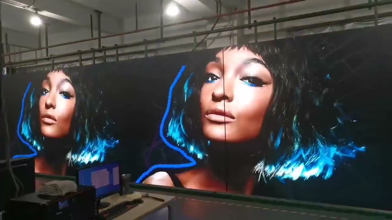 High refresh P2 indoor front service 640x480mm cabinet under testing.