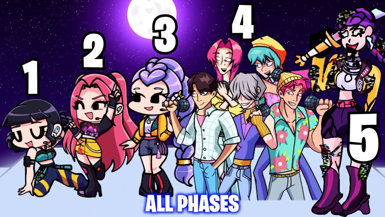 NEW Kpop Demon Hunters ALL PHASES - Friday Night Funkin' (Saja Boys VS Huntrix)