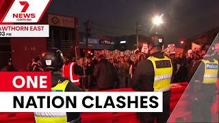Protesters clash at One Nation's Victorian candidate launch | 7NEWS