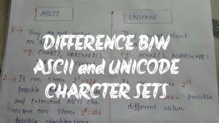 SQL INTERVIEW QUESTION||DIFFERENCE b/w ASCII and UNICIDE character sets.