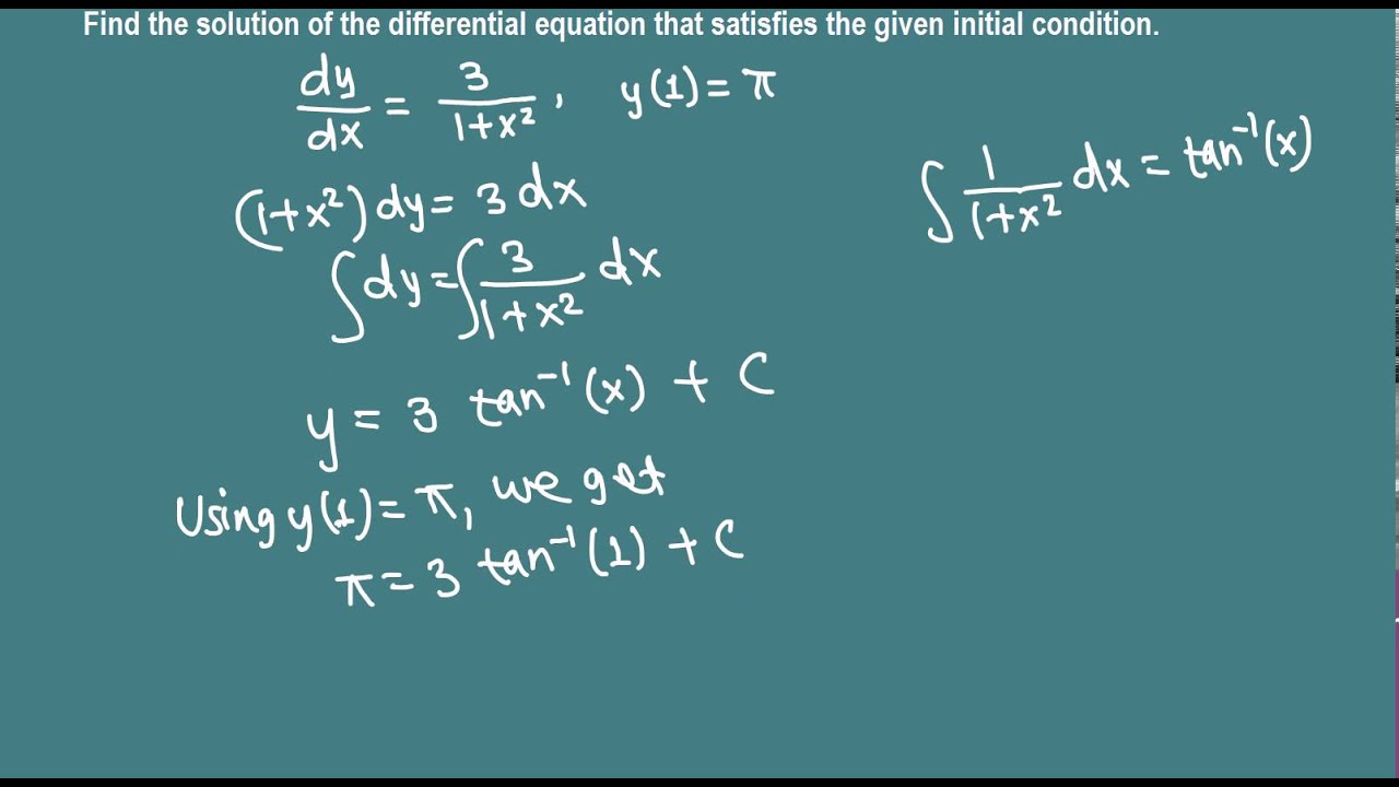 Initial value problem separable differential equation youtube