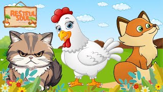 Happy Animal Moments, Familiar Animals: Cat, Chicken, Fox - Animal Sounds