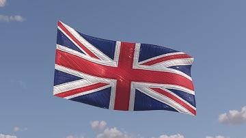 Animated Union Jack Embroidered Flag 3D model