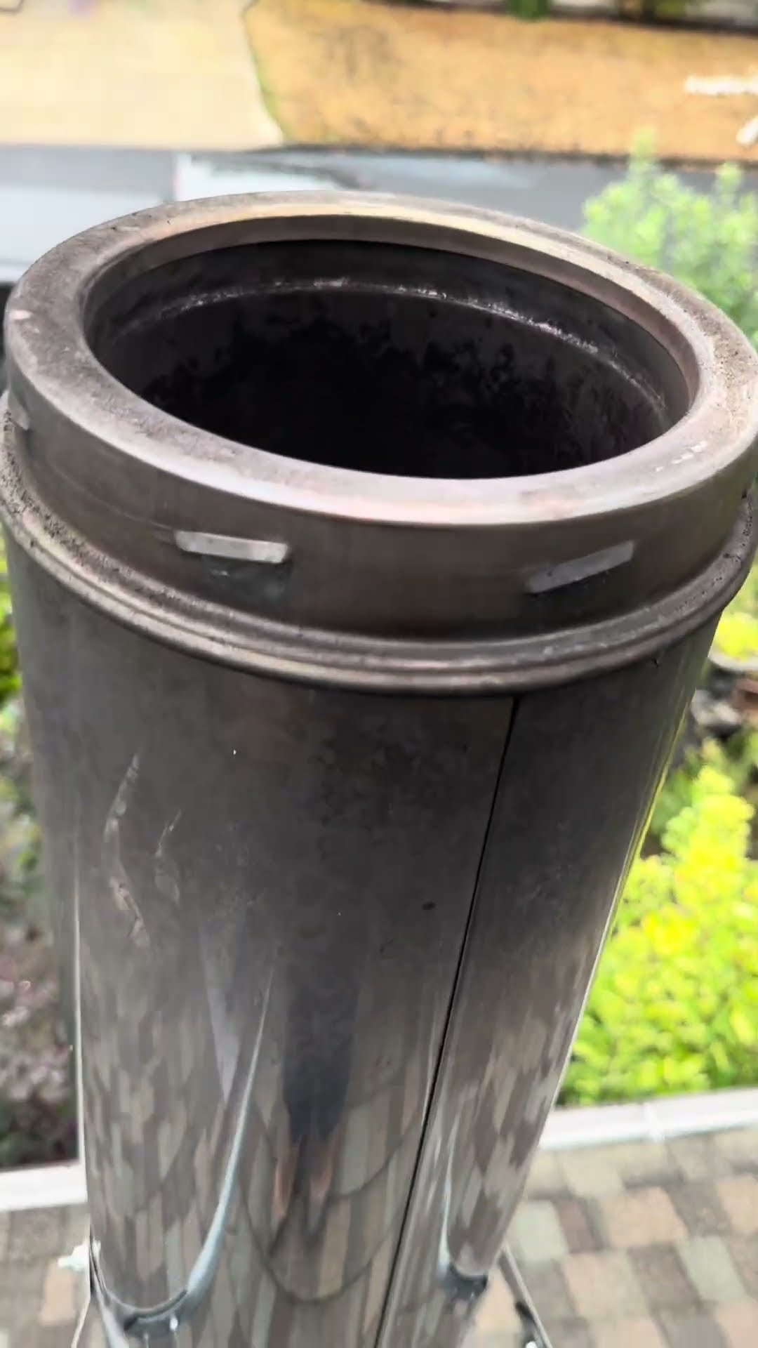 Wood stove chimney flue being swept by M.Y Chimney in the Portland, Oregon metro
