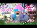 🏠🌻 VIVIENDO 24 HORAS en CASITA DE PAPEL y PALITOS ✂️🌸 ¿Resiste al aire?🌪| CONNY MERLIN