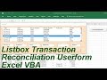 Listbox Transaction Reconciliation Userform Excel VBA