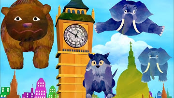 HICKORY DICKORY DOCK+RANDOM COLOR EFFECTS||ANIMALS IN THE CLOCK