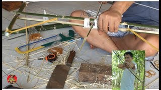 Primitive Technology: Bow and Arrows from bamboo - Traditional Archery Trick Shots