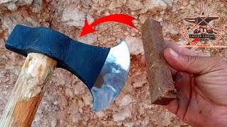 تحويل قطعة حديد مربعة إلى فأس ضخم / Turn a square piece of iron into a huge ax