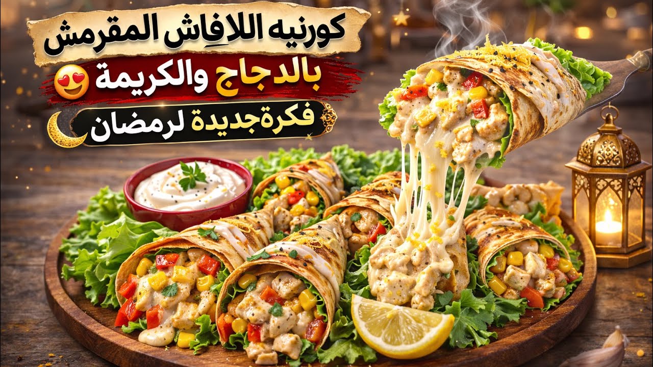طريقة كورنيه اللافاش المقرمش بالدجاج والكريمة فيه + المكون السري 🤫 وصفة مميزة لرمضان بطريقتين تقديم🔥