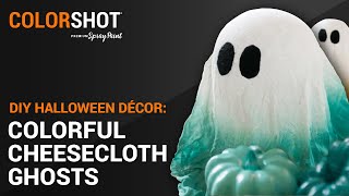 DIY Halloween Décor: Spray Painted Cheesecloth Ghosts and Pumpkins