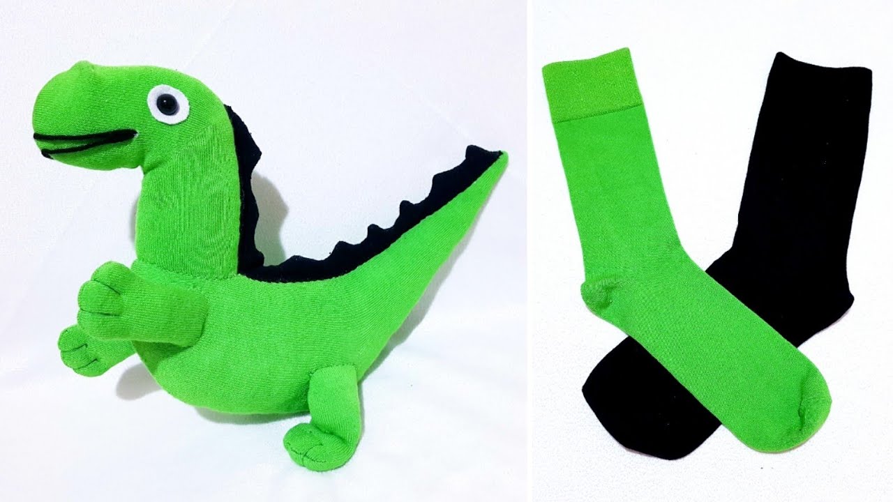 🦕ИГРУШЕЧНЫЙ ДИНОЗАВР ИЗ НОСКА / 💯Мой дизайн / 👌Сделать очень просто / 💥Как сделать