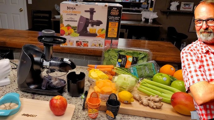 Ninja JC101 Cold Press Pro Compact Powerful Slow Juicer with Total Pulp Control & Easy Clean, Graphite (renewed), Black, 13.78 in Lx6.89 in Wx14.1