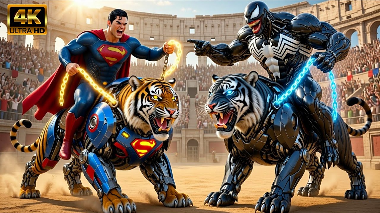 ⚔️VENOM Tiger vs SUPERMAN Tiger: Ultimate Arena Battle 🐅 (Epic Animal Clash)🔥