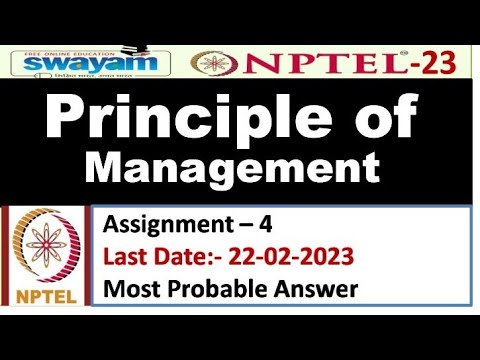 nptel principles of management assignment 4 answers 2023