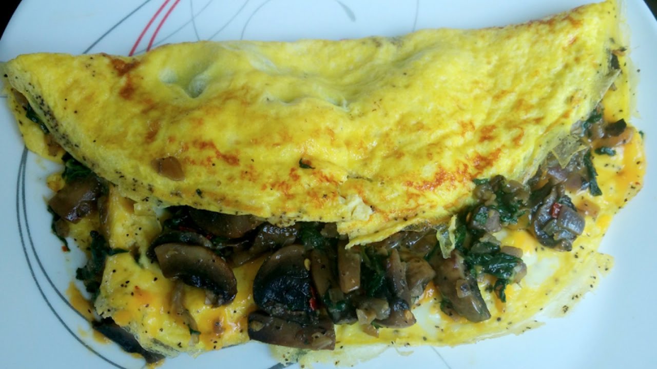 Spinach and Mushroom Omelette Recipe YouTube