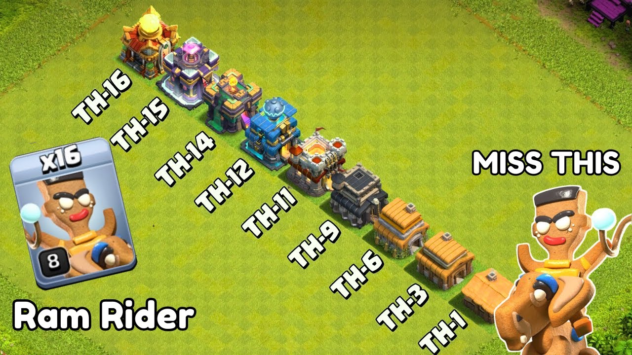 Ram Rider VS Every TownHall | Clash of Clans - YouTube