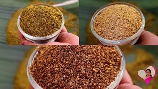 இட்லி தோசை சாதத்திற்கு ஏற்ற மூன்று வகையான இட்லி பொடி வகைகள் | 3 type Idli Podi Recipes In Tamil