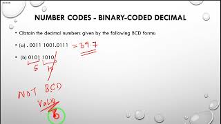 7 Number Codes Binary Coded Decimal