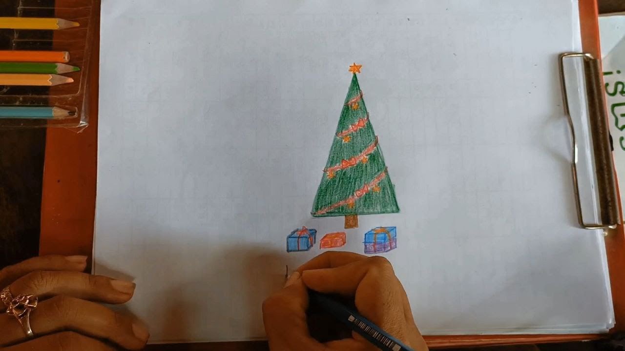 easy to draw Christmas tree for merry Christmas day. Christmas tree
