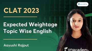 Expected Weightage Topic Wise | English | Aayushi Rajput | CLAT 2023